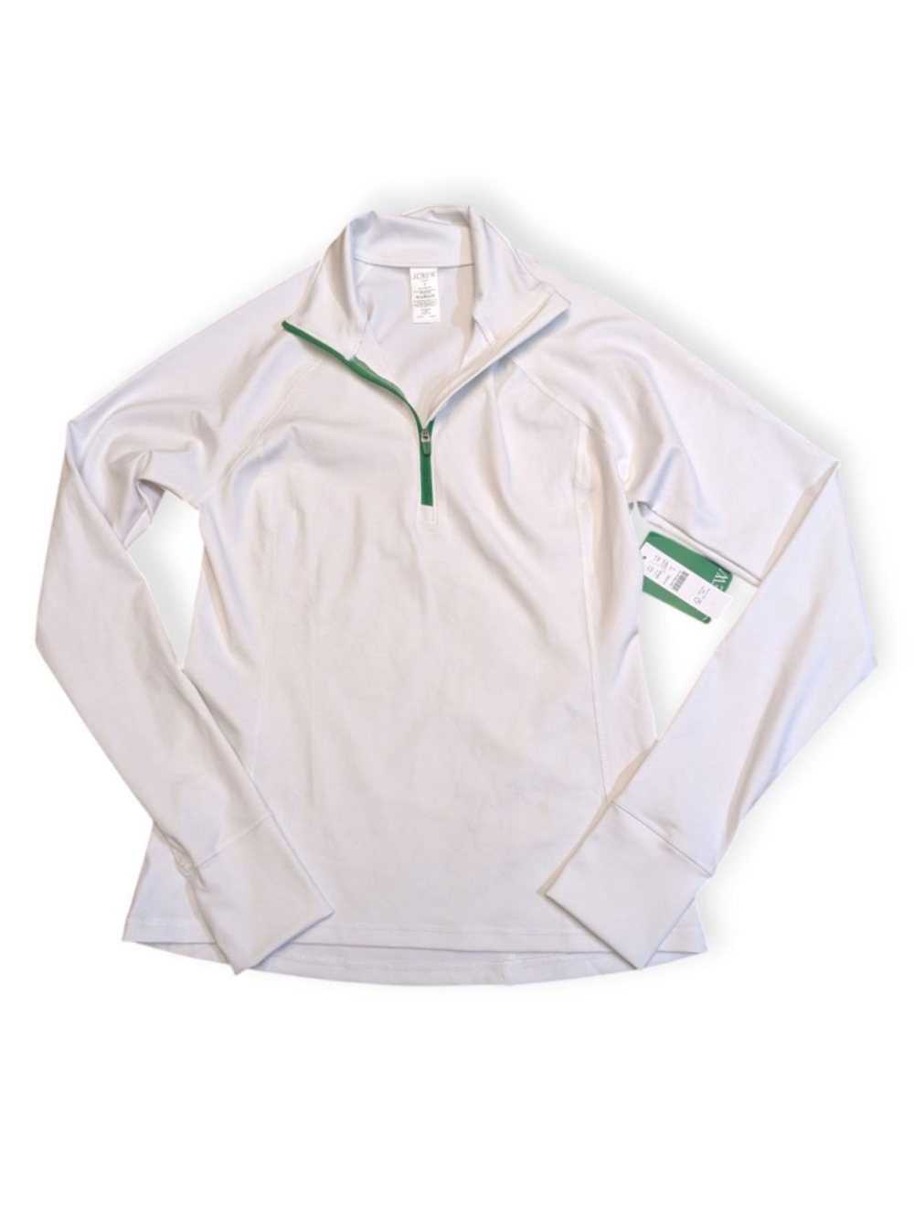 J. Crew White Cloud Stretch Long Sleeve 1/4 Zip Top Small NWT